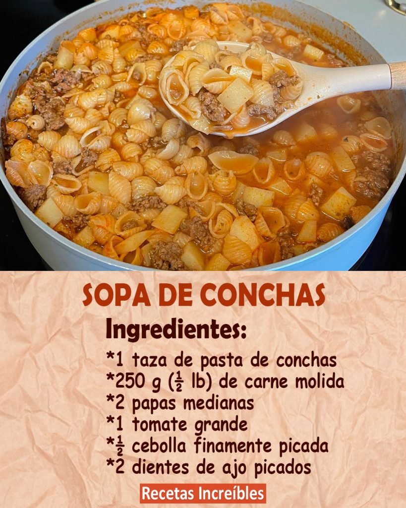 SOPA DE CONCHAS CON CARNE MOLIDA