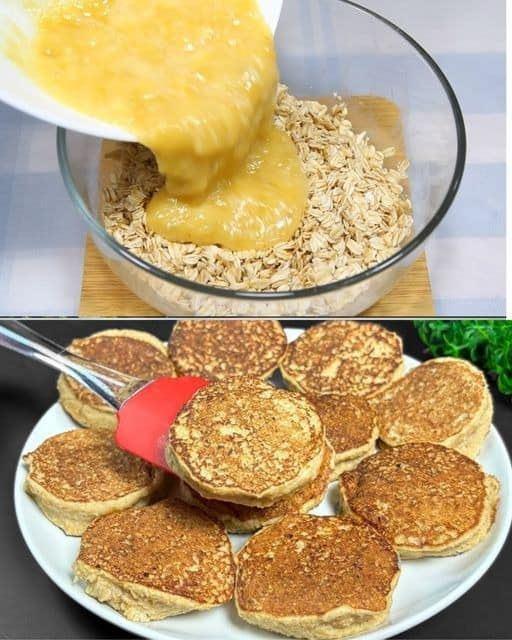 Pancake di farina d’avena, mele e banane