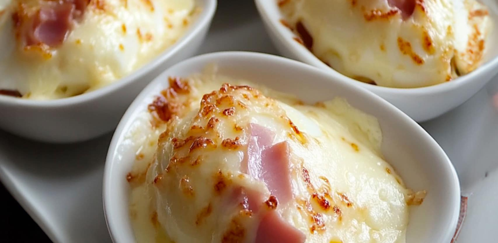 Uovo sodo gratinato con prosciutto e formaggio Besciamella: un classico confortante