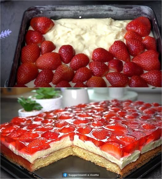 Torta di fragole con salsa alla vaniglia – Molto cremosa, molto gustosa