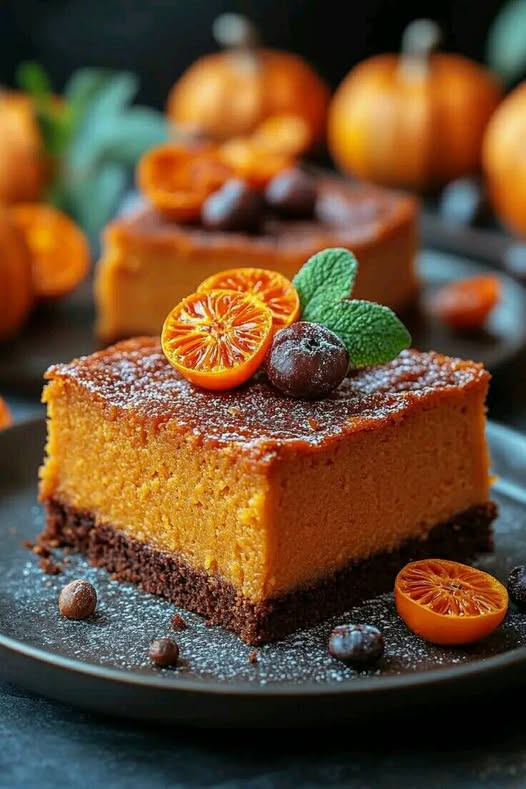 **Deliziose barrette di cheesecake alla zucca con base al cioccolato**