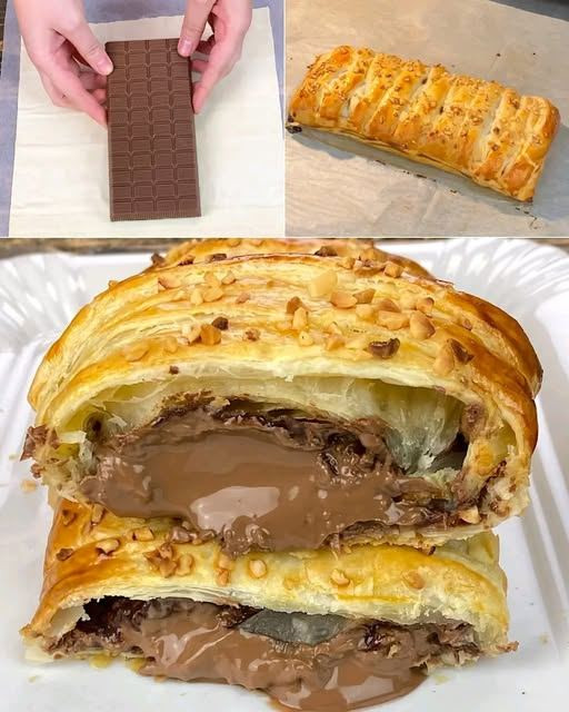Treccia di pasta sfoglia e cioccolato