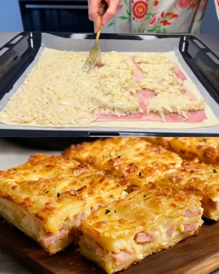 Sformato di pasta sfoglia con patate e prosciutto al formaggio