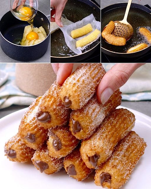 CHURROS RIPIENI DI CREMA DI NOCCIOLE 😋