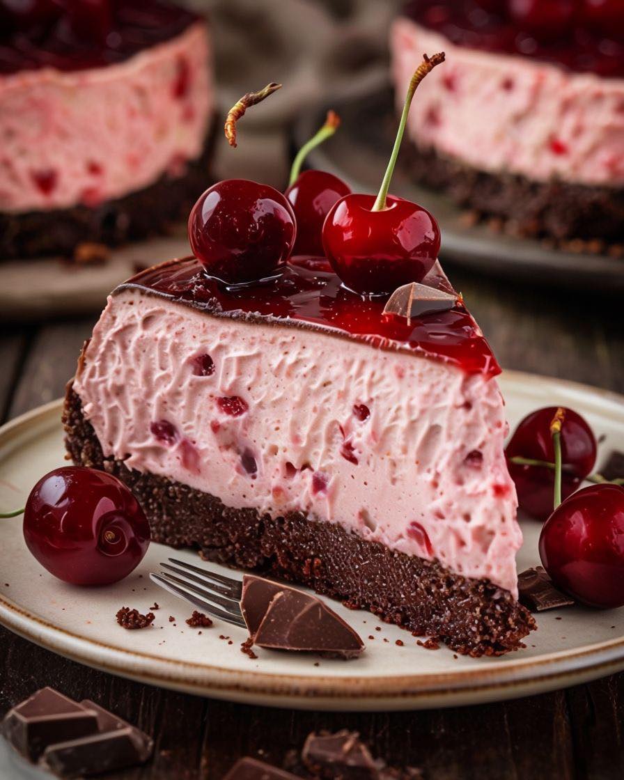 Cheesecake al cioccolato e ciliegie (senza cottura)