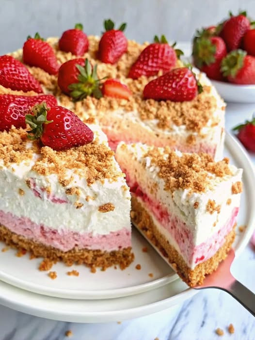 Cheesecake Croccante alle Fragole Senza Cottura