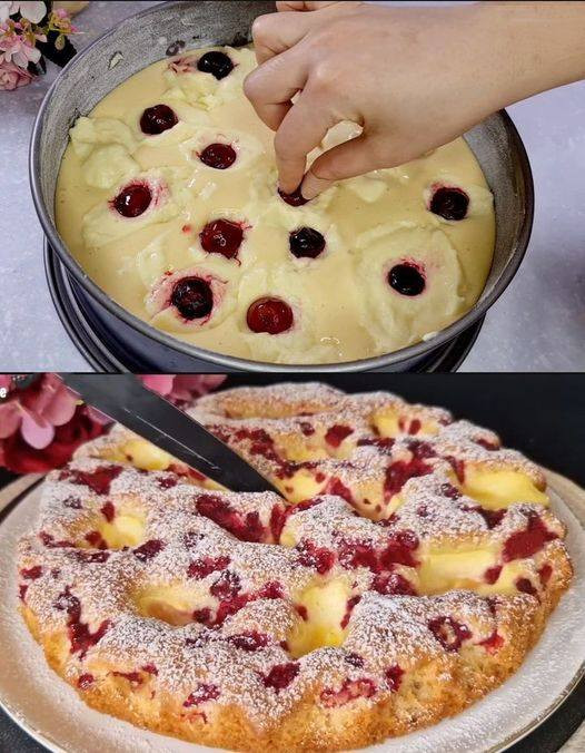 La migliore TORTA DI CILIEGE della nonna con budino alla vaniglia, fatta in un attimo!