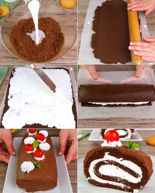 Tronchetto al cioccolato senza cottura