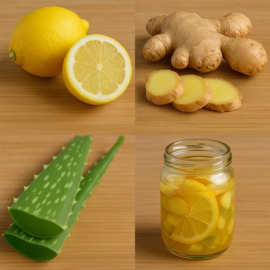Rimedio naturale della nonna per rafforzare il sistema immunitario con limone, zenzero e aloe vera