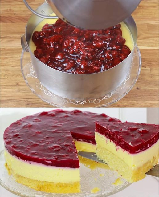 La migliore torta alla panna acida di sempre -Torta alla panna acida ai lamponi con un potenziale di dipendenza 😍😍